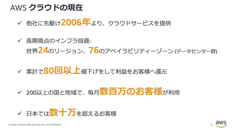 AWSクラウドの現在