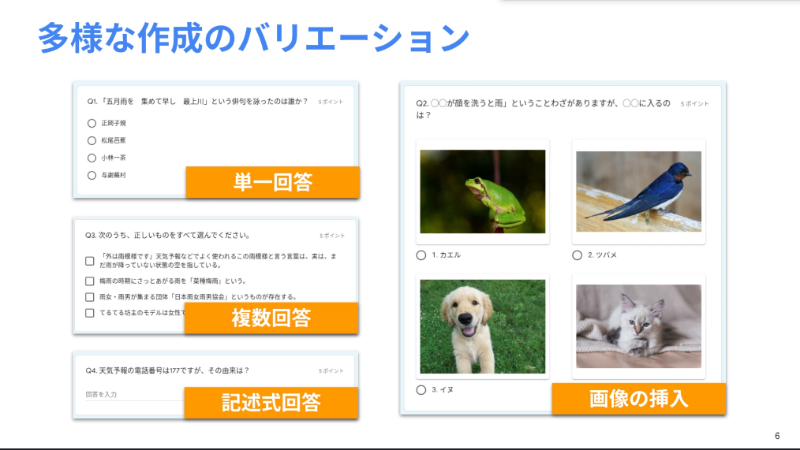 Googleフォームの特徴