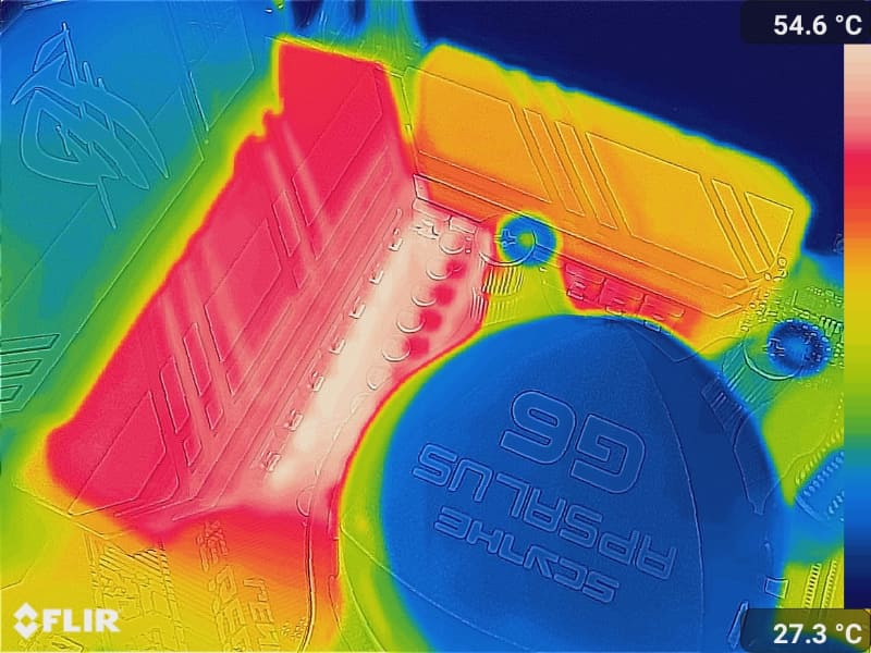 エンコード開始から20分経過後。画像内の最大温度は54.6℃