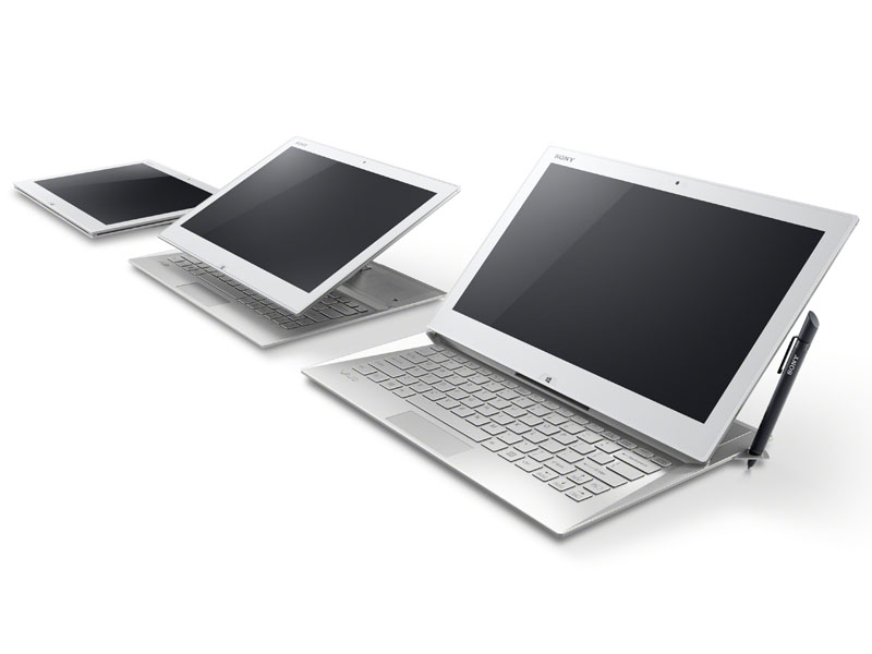 Intelは、国内PCメーカーが得意とする尖った仕様のモバイルPCの開発、普及も後押ししている。写真はソニー VAIO Duo 13。スライダー型のユニークな機構を持つ第4世代Coreプロセッサー搭載モデル