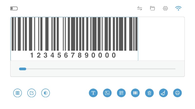 入力した数字をバーコードに変換する機能も備える。ちなみにテキストと違って拡大縮小はできない