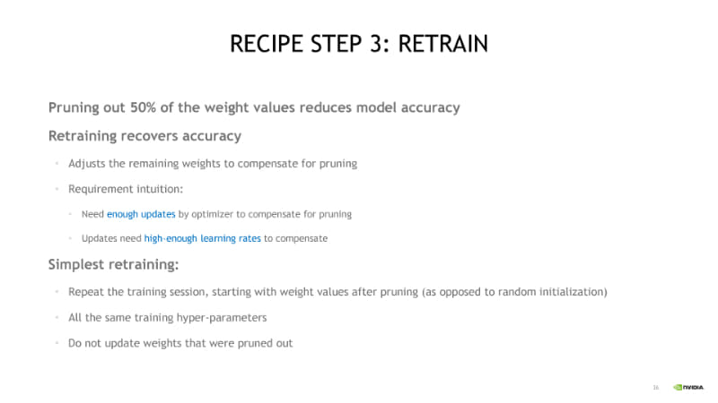 プルーニングを行なったあと、再トレーニングを行なう