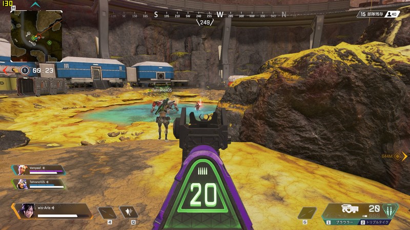 初期設定で120fps前後のフレームレート