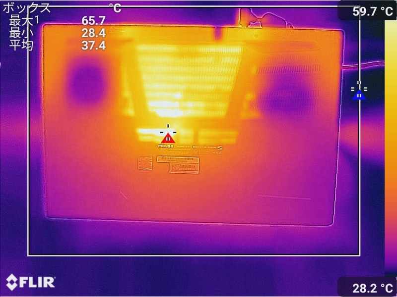底面の最大温度は65.7℃