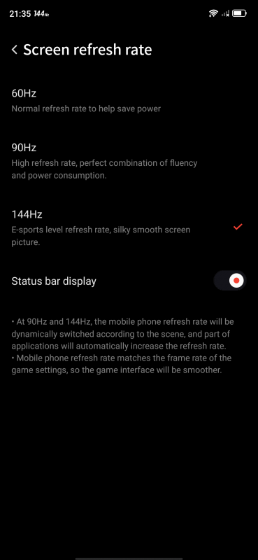 ディスプレイはリフレッシュレート最大144Hzに対応。動きの激しいゲームも滑らかに表示できる
