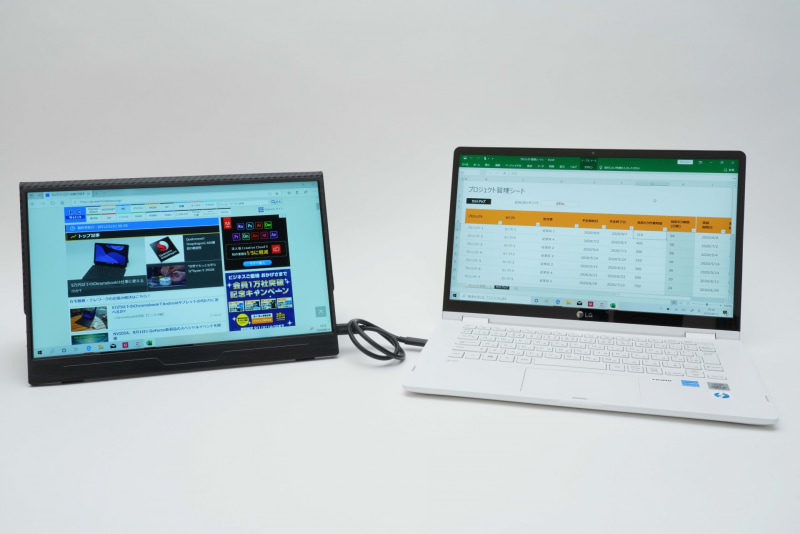 Thunderbolt 3端子を利用すれば、ケーブル1本でモバイルディスプレイに映像出力、電力供給が可能。なお、HDMIでは最大4K＠24Hz、USB Type-Cでは最大4K@60Hz、Thunderbolt 3では最大5K@60Hzの映像出力に対応している