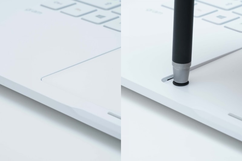 タッチパッドのストロークは底まで押すと深く見えるが、クリック自体はもっと浅い位置で発生する。クリック操作しやすいタッチパッドだ