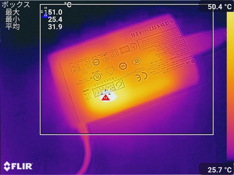 ACアダプタの最大温度は51.0℃
