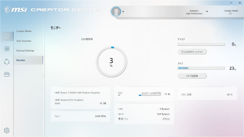 Creator Center(4/4) / モニター