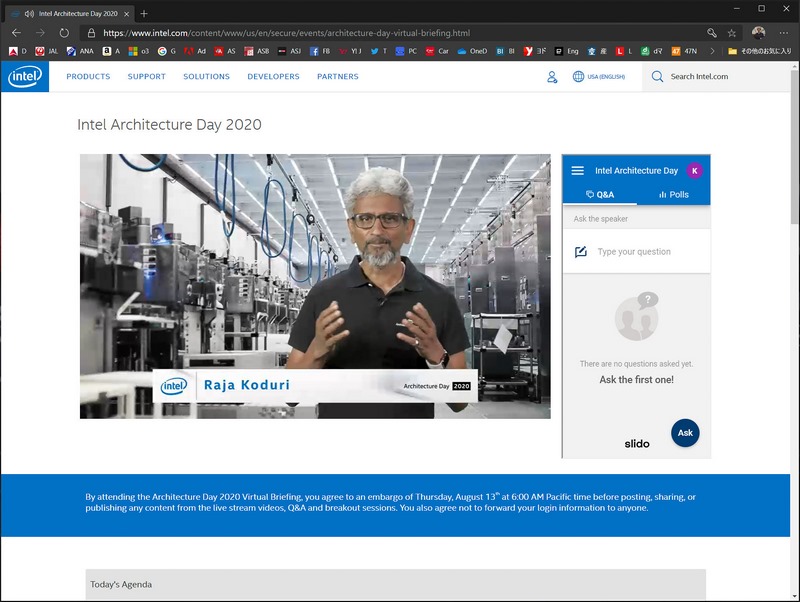 Architecture Dayで講演するIntel上席副社長兼Intelアーキテクチャ/グラフィックス/ソフトウェアチーフアーキテクト/事業部長のラジャ・コドゥリ氏