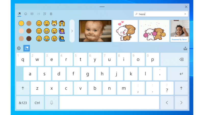タッチキーボードのデザインも刷新し、前述の絵文字やgif、音声入力をサポートする