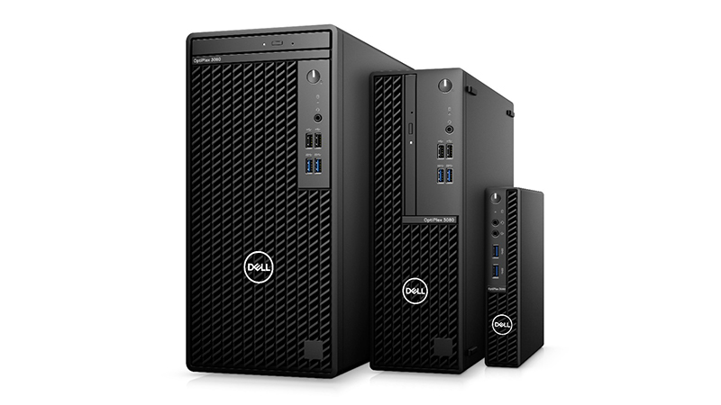OptiPlex 3080シリーズ(左からミニタワー、スモール、マイクロフォームファクタ)