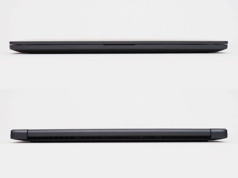 本体前面(上)と本体背面(下)。本体内の熱は背面の向かって左から排気される