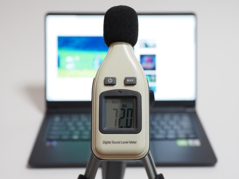 YouTubeで公開されている「前前前世(movie ver.) RADWIMPS MV」を最大ボリュームで再生したさいの音圧レベルは最大72.0dB(50cmの距離で測定)