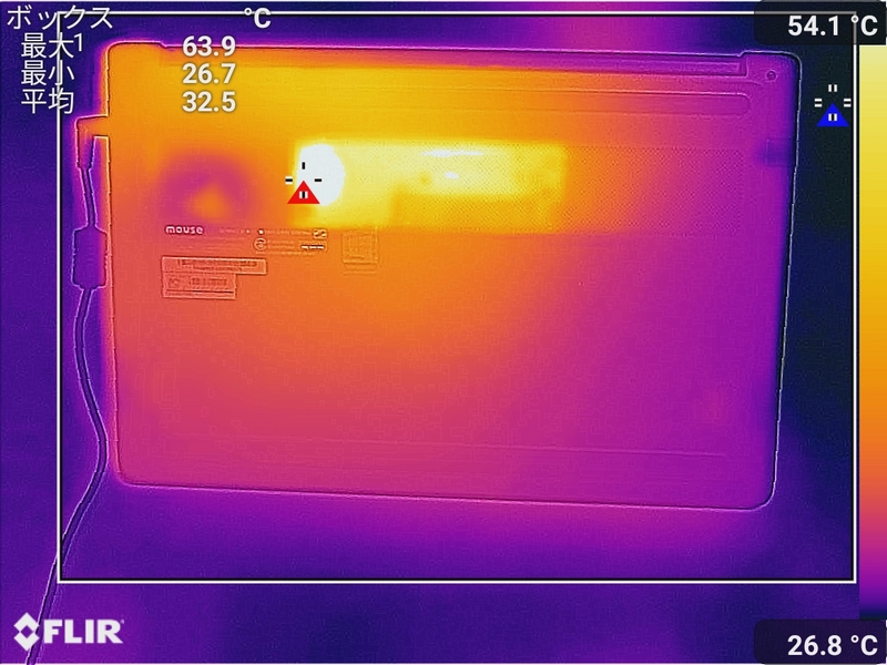 底面の最大温度は63.9℃