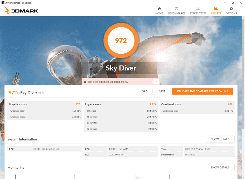 3DMarkの結果。さすがに3Dを期待するのは無理があるだろう