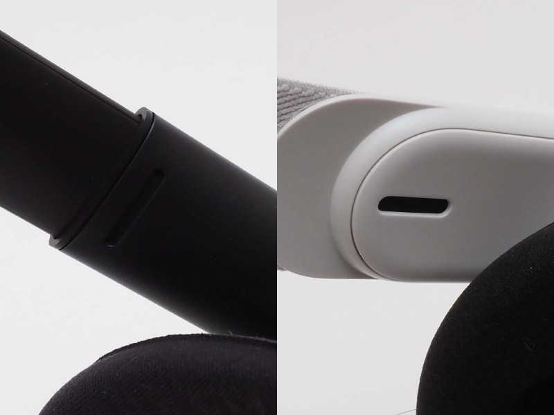 左がOculus Quest、右がOculus Quest 2のスピーカー部。Oculus Quest 2のほうが明らかに振動を強く感じる