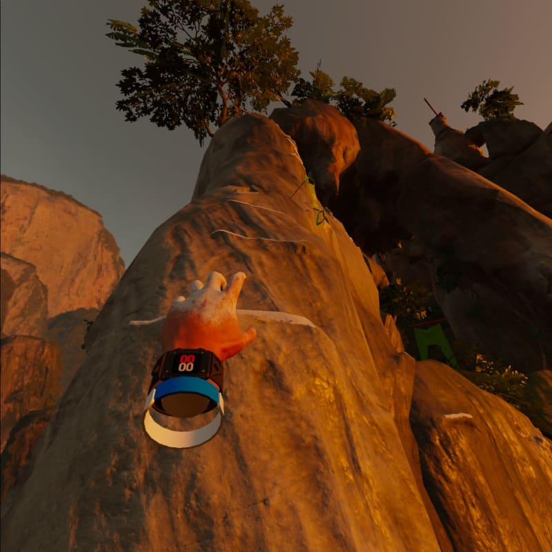 「The Climb」は断崖絶壁を登るロッククライミングゲーム。本物のロッククライミングとは比べものにならないが、意外と大きく手を動かすのでいい運動になる。天井のシーリングライトなどを破壊しないようにご注意いただきたい