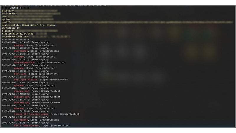 公開状態となった検索実行時のログ(同社による検索実行時の様子)