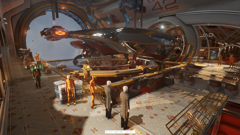 3DMark－Port Royal実行中の画面