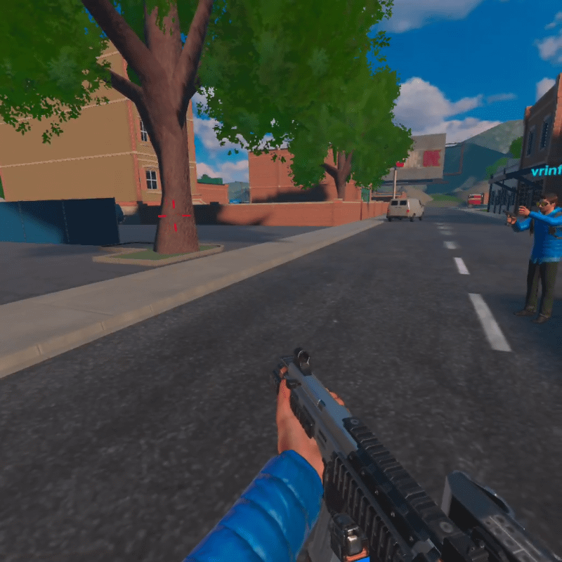 両手で持つとリコイルを抑え、集弾率を向上できる