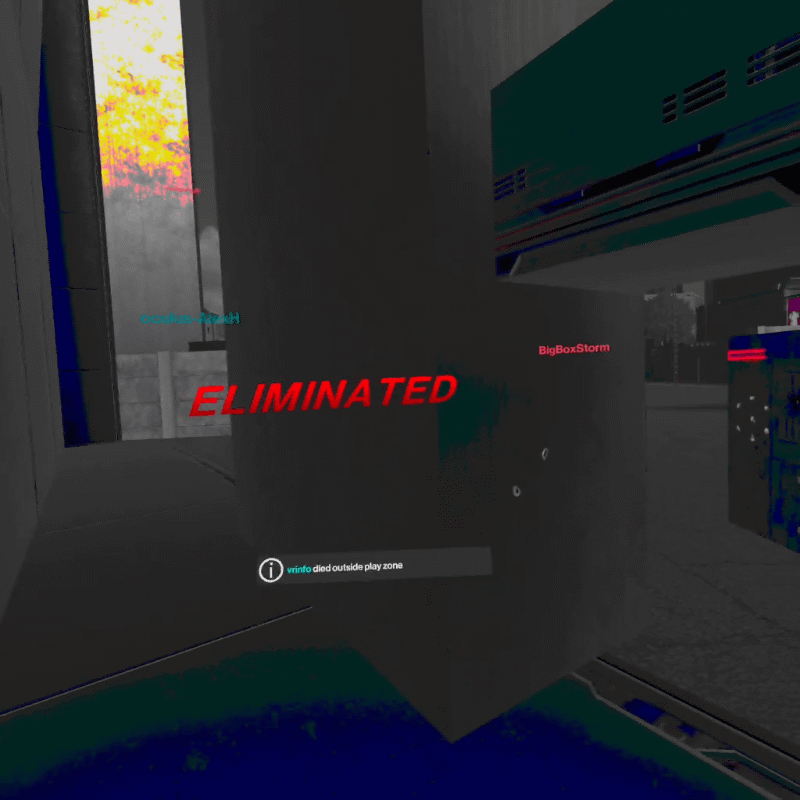 今回は即座にもう一度撃ち倒され、それをきっかけに仲間全員が死亡してしまった。「ELIMINATED」の文字が表示されたらゲームオーバーだ