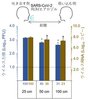 距離によるウイルス吸入量の違い
