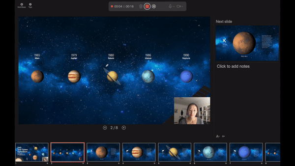 スライドへの筆画を表示