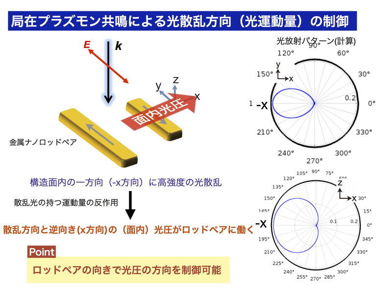 局在プラズモン共鳴による光散乱方向と光圧の制御