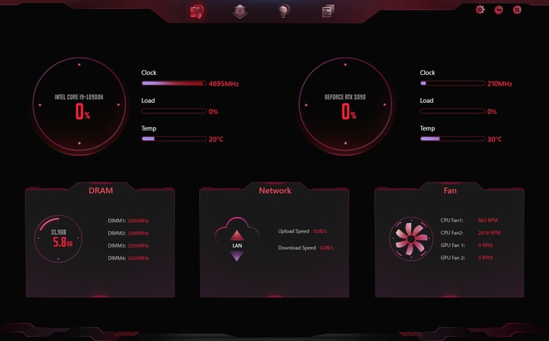 起動するとまずはステータス表示画面が表示される