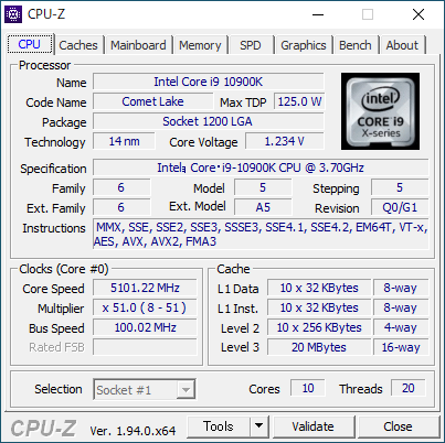 Intelの10コア20スレッドCPU「Core i9-10900K」