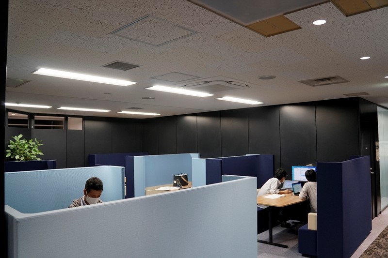 応接室フロア。顧客対応のみならず集中する環境としても重宝されているようだ