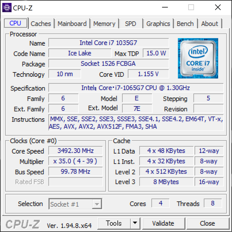 Ice Lake版の搭載CPU