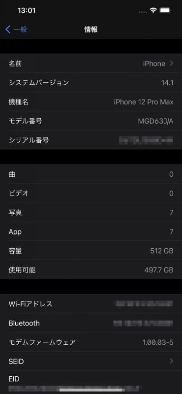 初期起動時はiOS 14.1