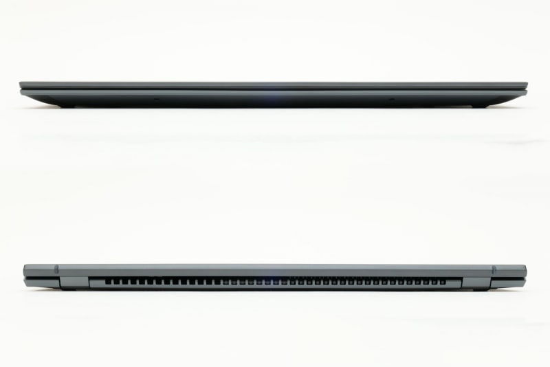 本体前面と本体背面。排気口は本体背面の向かって左側に配置