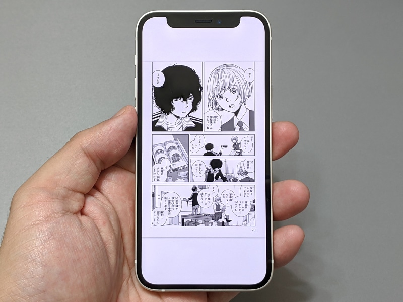 コミックは天地に余白はできるものの、解像度が高いことから、表示の品質は十分
