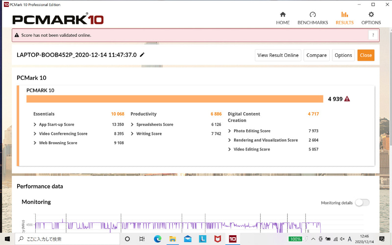EXTENDEDではないPCMark 10の結果