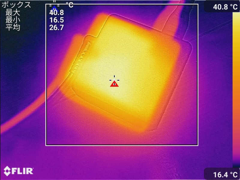 ACアダプタの最大温度は40.8℃