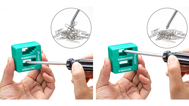 着磁する場合(左)、脱磁する場合(右)