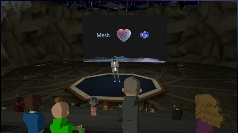 TeamsにもMicrosoft Meshの機能が実装される予定(Igniteの基調講演より筆者キャプチャ)