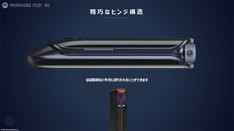 ディスプレイはしずく状に折りたたまれる