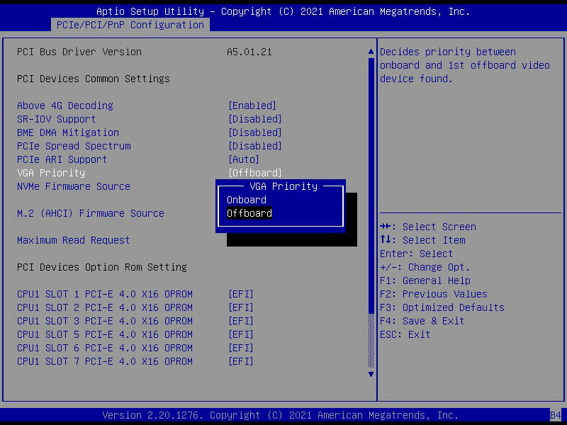 プライマリのディスプレイ出力をOnboardからOffboardに変更