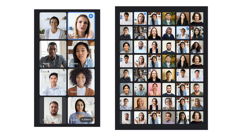 新たなタイルビュー表示。スマートフォンの場合(左)、iPadの場合(右)