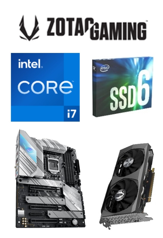 ・インテル Core i7-11700K<br>・インテル SSD 660p 1TB<br>・ASUS ROG Strix Z590-E Gaming WIFI<br>・ZOTAC GAMING GeForce RTX 3060 Ti Twin Edge OC