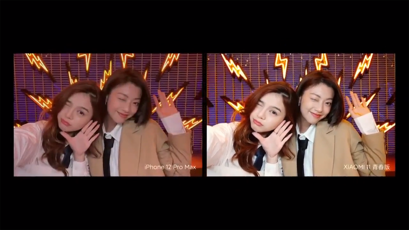 iPhone 12と比べてもキレイにセルフィーが撮影できるとする