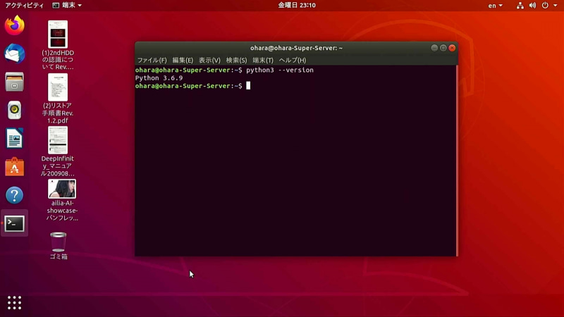 さすがに標準状態ではpytorchはインストールされていなかった