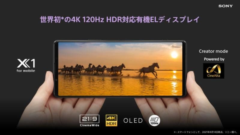 1,640×3,840ドット、HDR表示対応の6.5型有機ELパネルはリフレッシュレート最大120Hz表示に対応