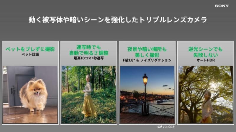 背面カメラは、動く被写体や暗いシーンでの撮影を強化