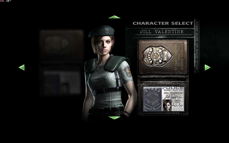 キャラクター選択は女性主人公のジルか男性主人公のクリスのどちらかが選択可能