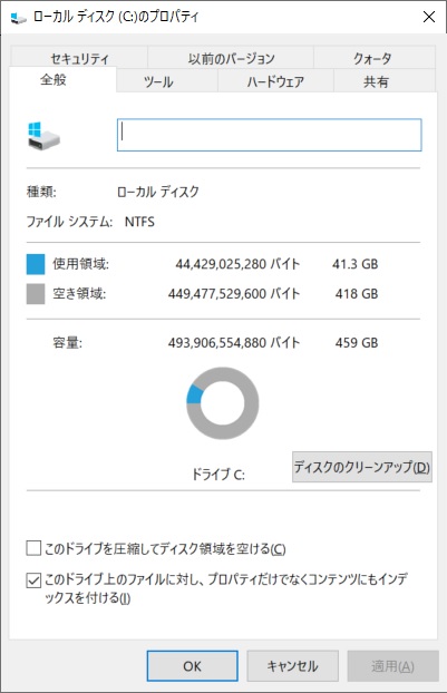 SSDは512GB。初期状態での空き容量は約418GBだ